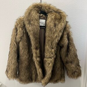 Abercrombie & Fitch Brown Faux Fur Jacket